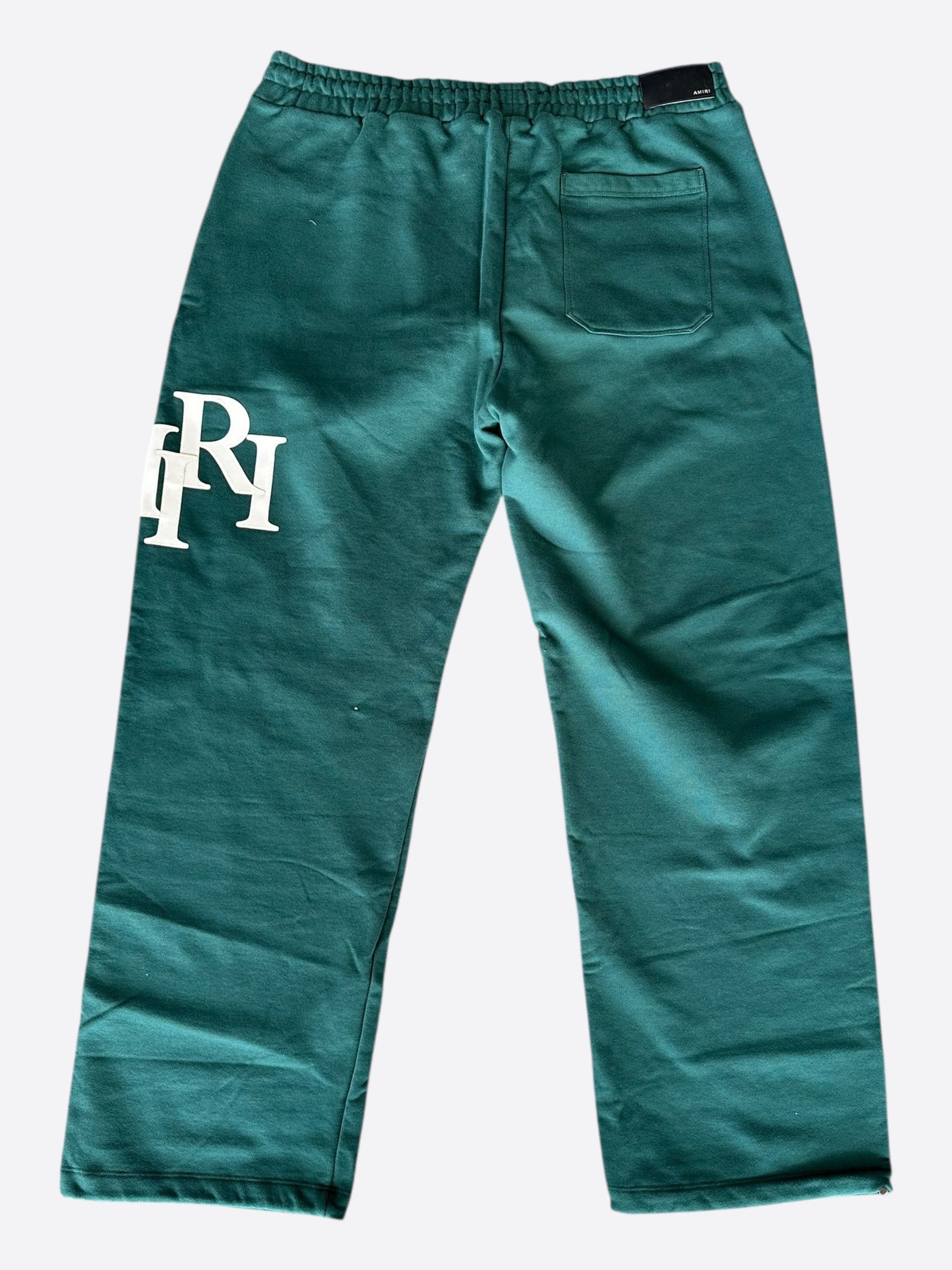 Amiri Amiri Green & White Staggered Logo Sweatpants Size US 36 / EU 52 - 2 Thumbnail