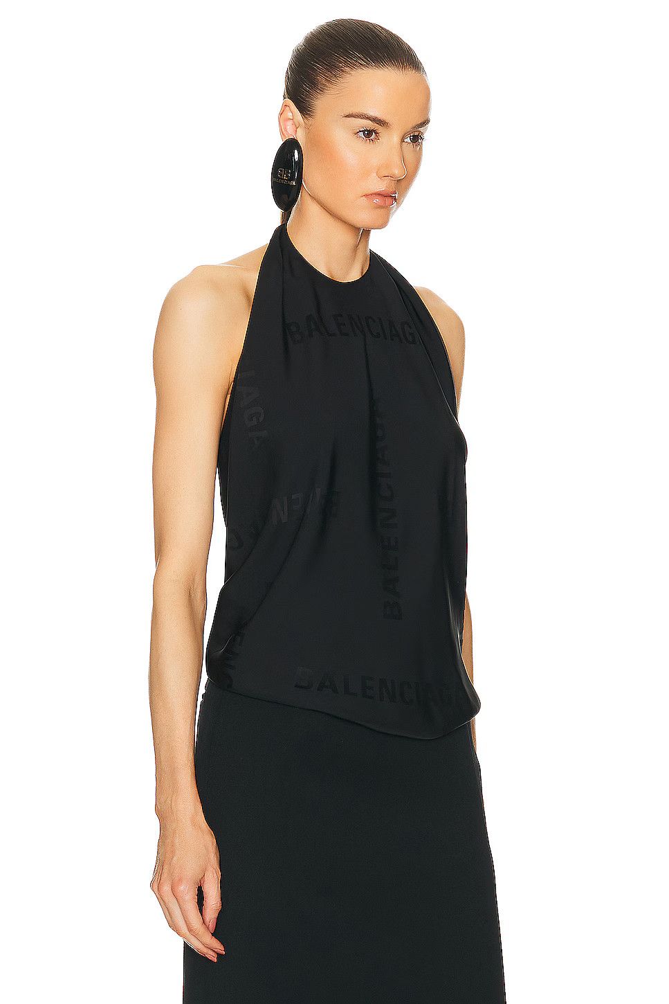 Balenciaga o1tr1nto0126 Bal Diagonal Allover Knotted Top in Black Size S / US 4 / IT 40 - 2 Thumbnail