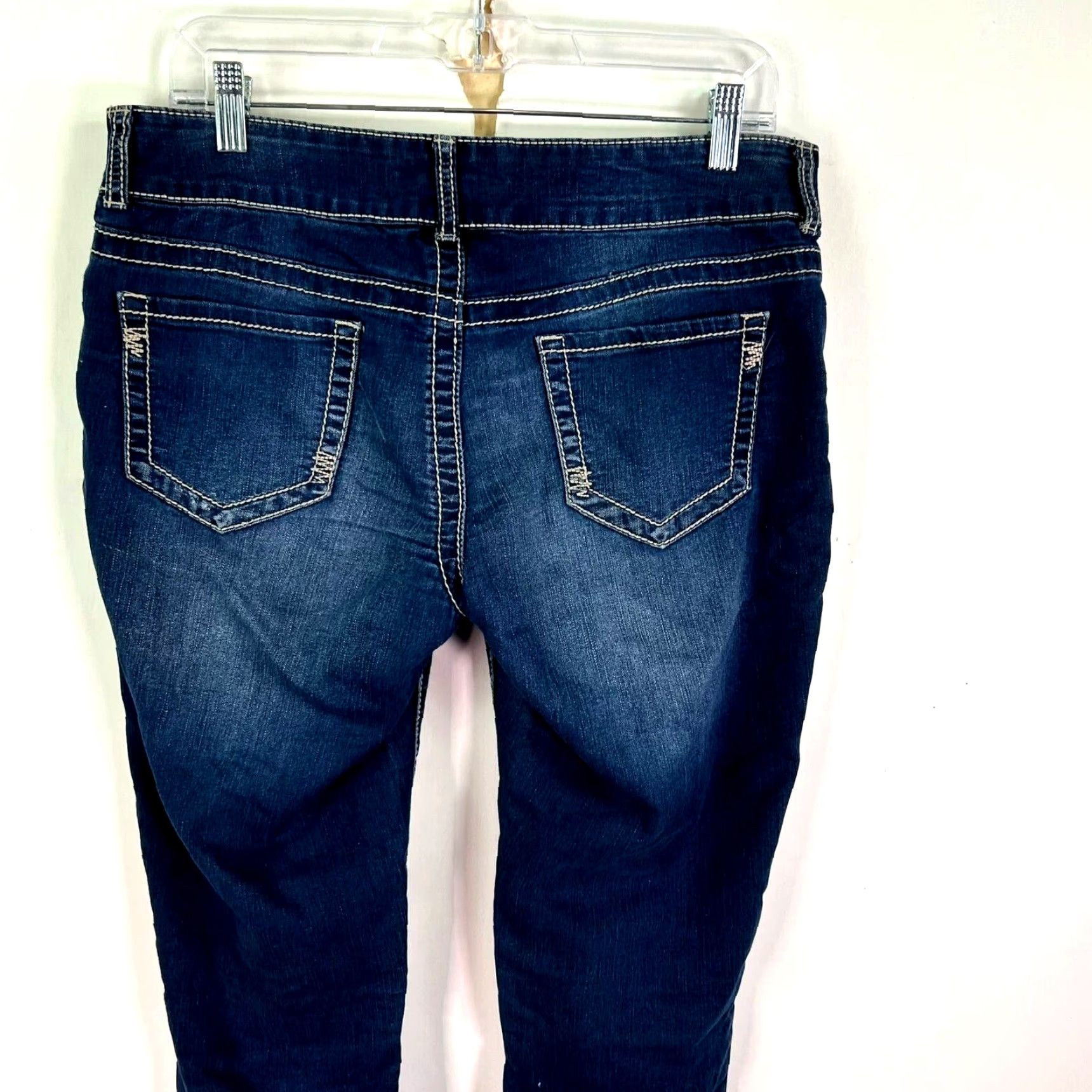 Vintage Maurice's Distressed Skinny Jeans Blue Denim 5-Pocket Womens Size M Regular 34x33 City 90s Bohemian Size 32" / US 10 / IT 46 - 5 Thumbnail