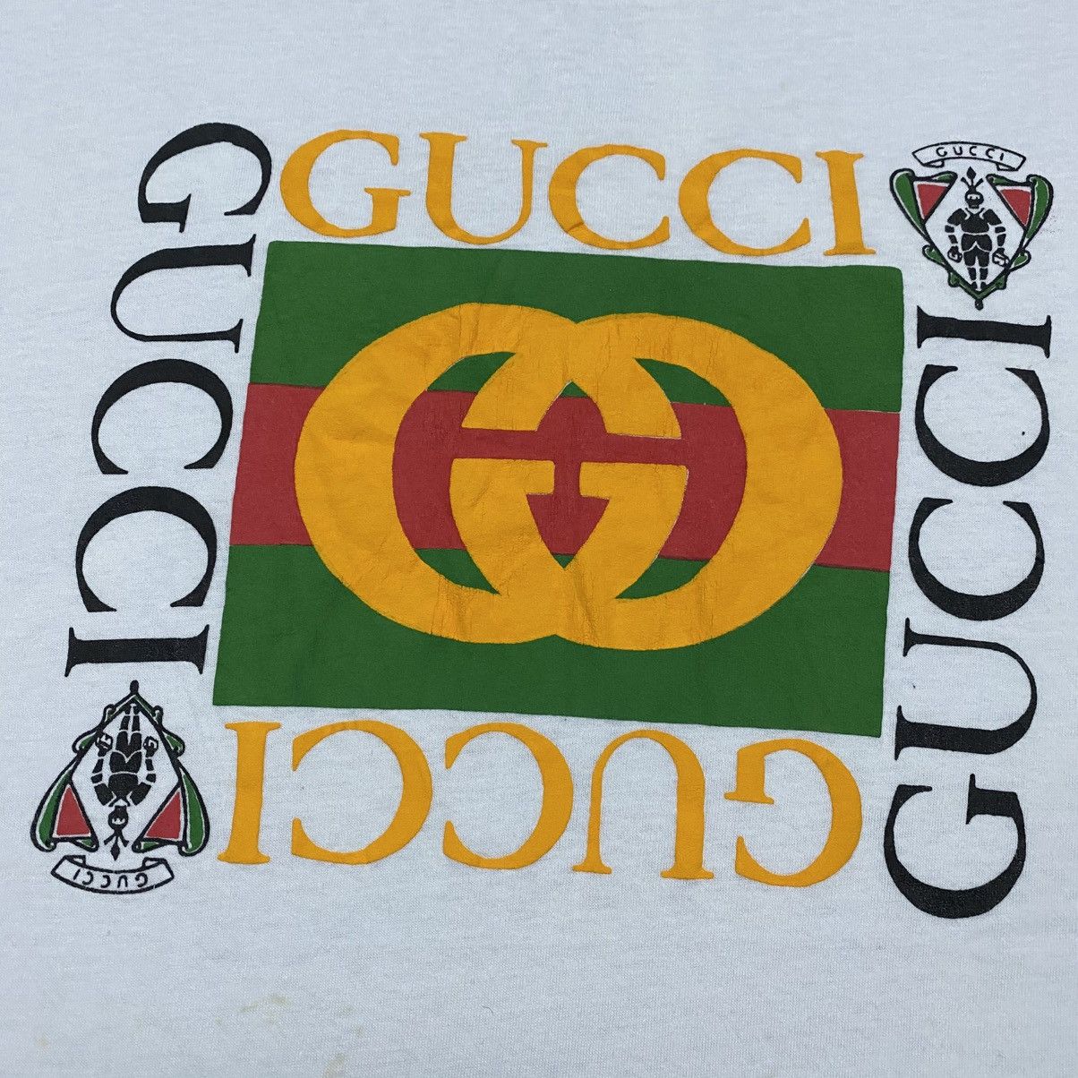 Fruit Of The Loom × Vintage Rare‼️🔥Vintage Gucci Bootleg Print Foam Big Logo T-Shirt Size US M / EU 48-50 / 2 - 6 Thumbnail
