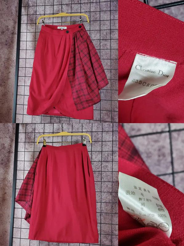 Dior Dior Irregular Red Wool Mini Skirt 0089 Size 23" - 1 Thumbnail