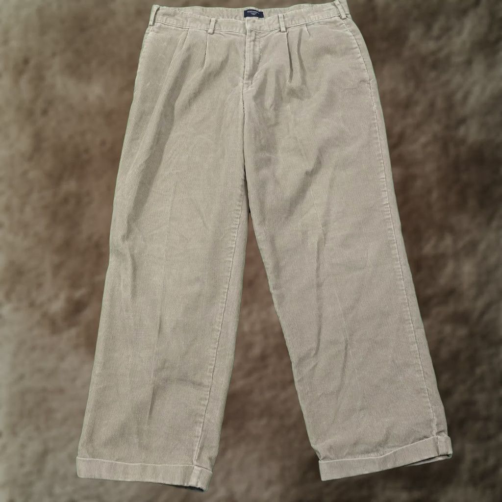 Dockers Vintage Dockers Pants Mens 36x29 Beige Khaki Corduroy Pleated Straight Cuffed Size US 36 / EU 52 - 1 Thumbnail