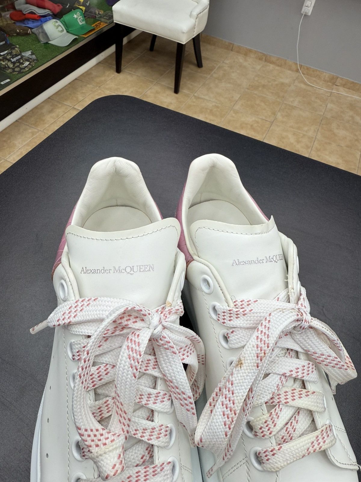 Alexander McQueen MCQUEEN Oversized Womens White Pink Sneakers Size 39.5 / 9.5 Size US 9 / IT 39 - 7 Thumbnail