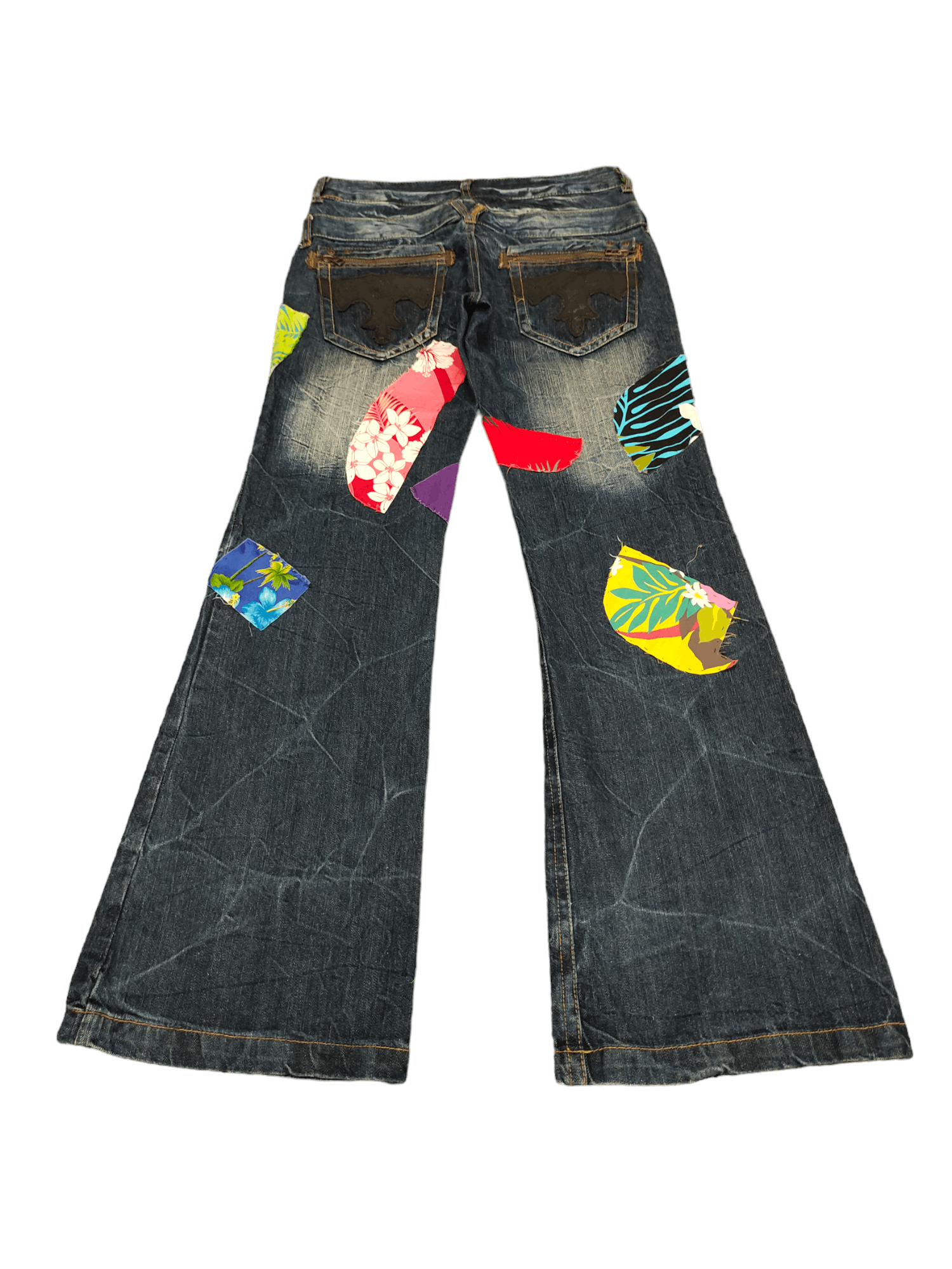 If Six Was Nine Flare Jeans Japan Patchwork Faded Boot Cut Y2k Lgb Size US 29 - 11 Thumbnail