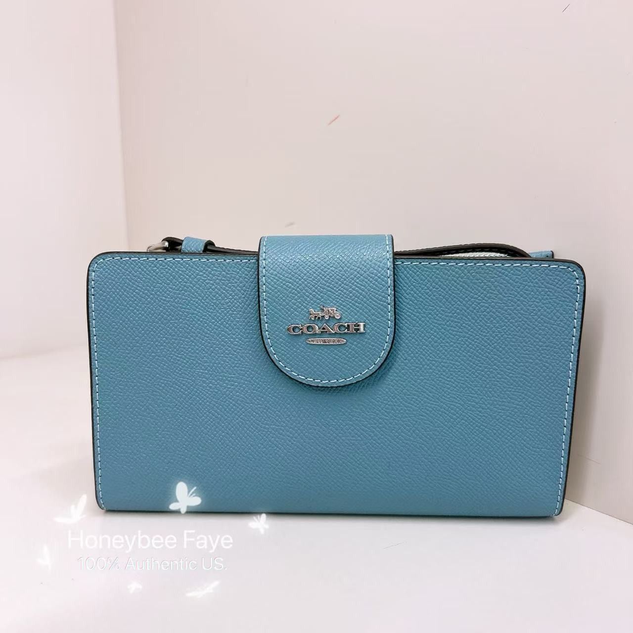 Coach Phone Wallet CS441 crossgrain leather/Sv/Bluebell Size ONE SIZE - 1 Thumbnail