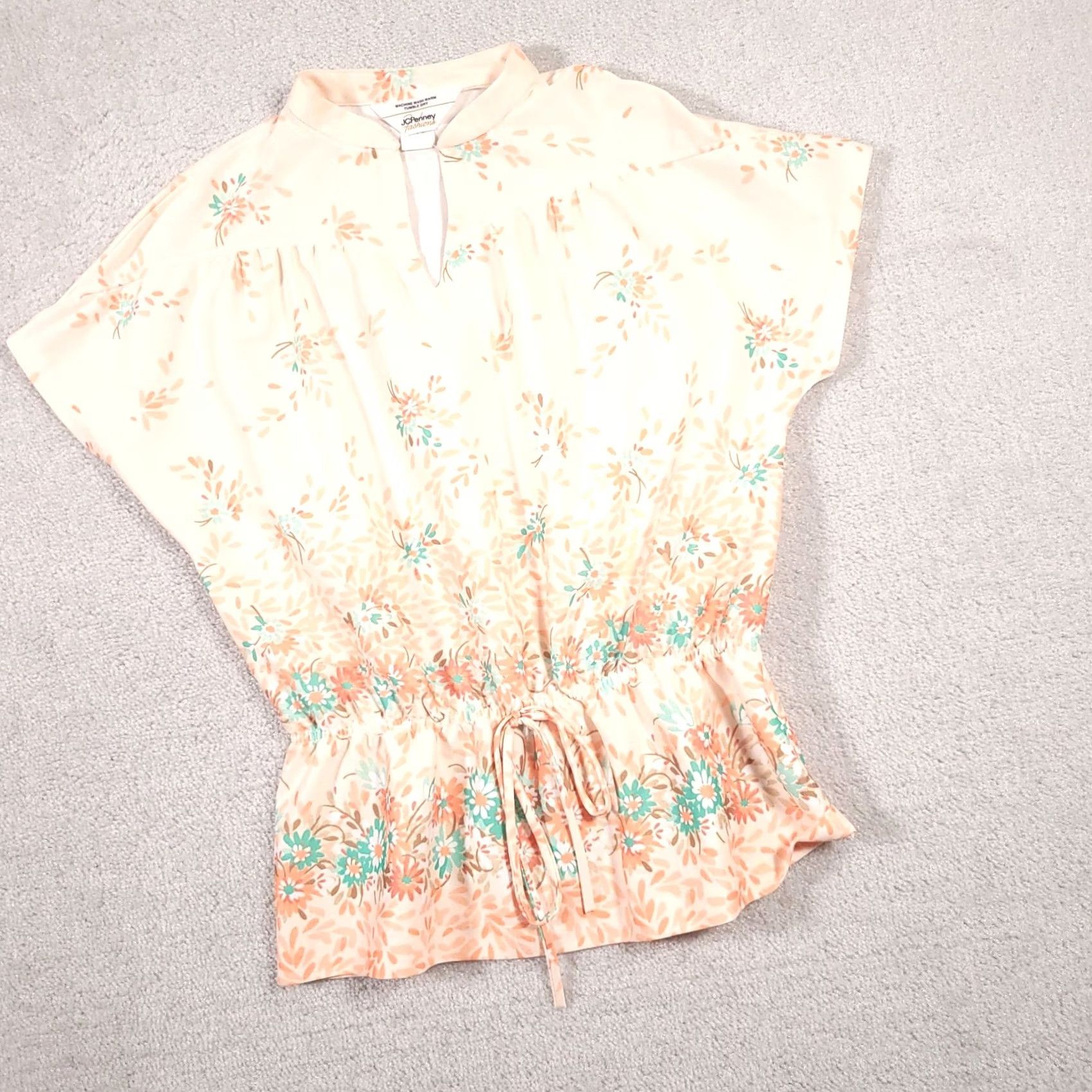 Vintage VINTAGE J. C. Penney Shirt Women's 8 Floral Stretch Elastic Cinched Waist V-Neck Blouse Size M / US 6-8 / IT 42-44 - 2 Thumbnail
