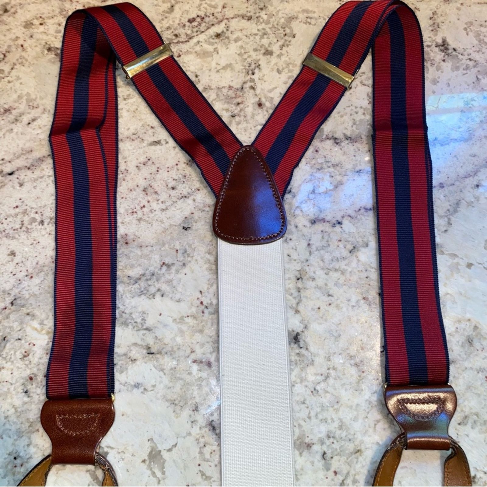 Trafalgar Trafalgar $99 Striped Non Stretch Ribbon Button Braces Size ONE SIZE - 9 Thumbnail