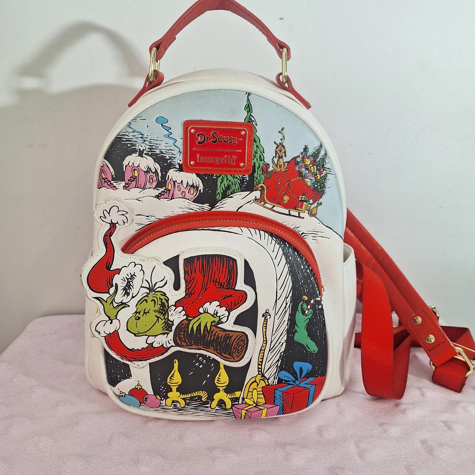 Designer LOUNGEFLY Dr. SeuSS The Grinch Christmas Edition. Back Pack Size ONE SIZE - 2 Thumbnail