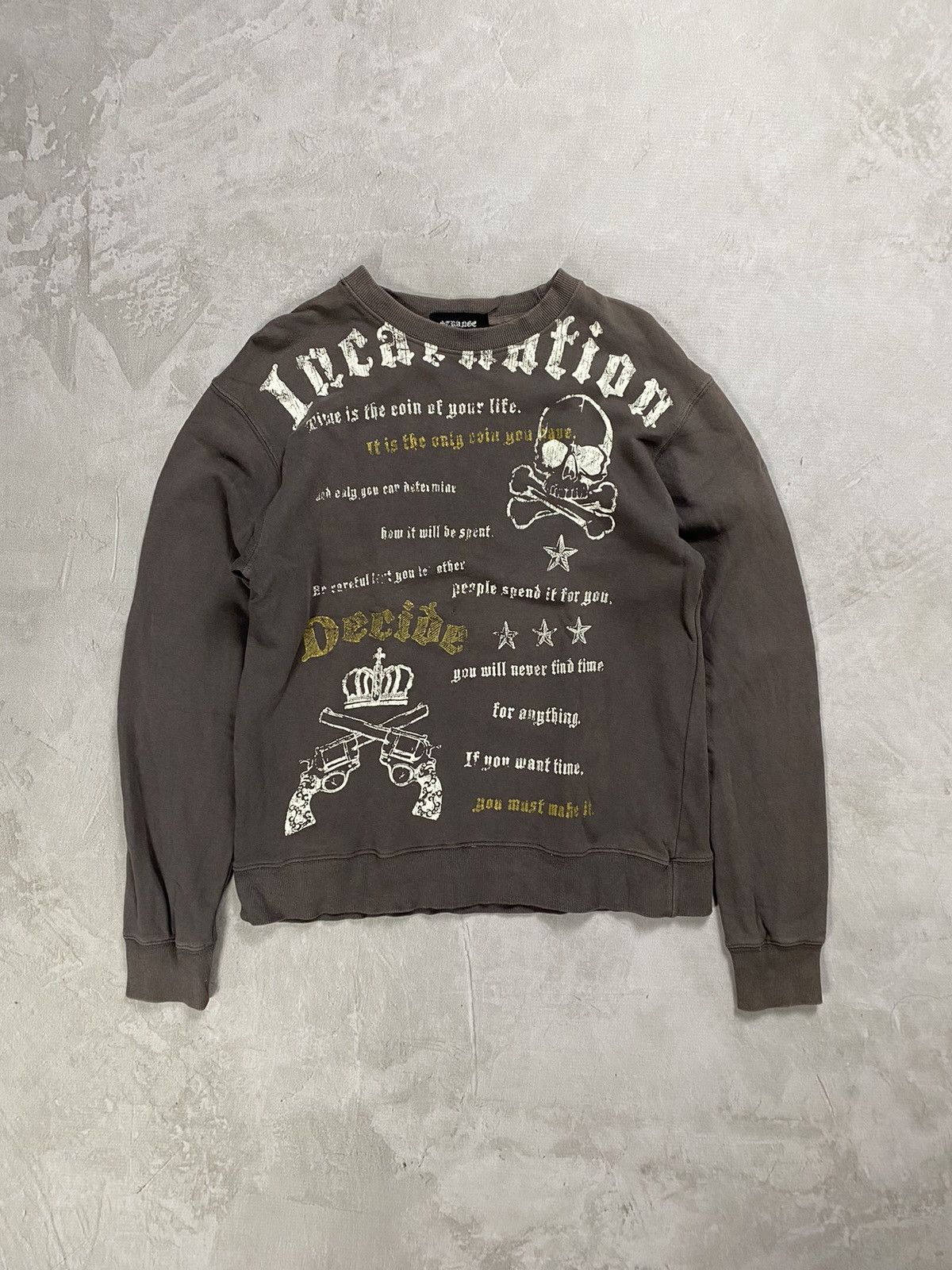image of If Six Was Nine x In The Attic Y2K Strange Heaven Skull Sweatshirt in Grey, Men's (Size Large)