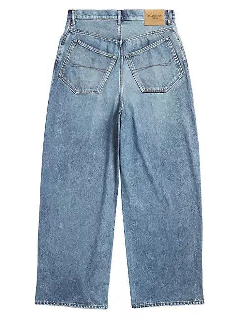 Balenciaga o1in1g0125 Trompe L'Œil Large Baggy Jeans in Blue Size 24" / US 00 / IT 34 - 2 Thumbnail