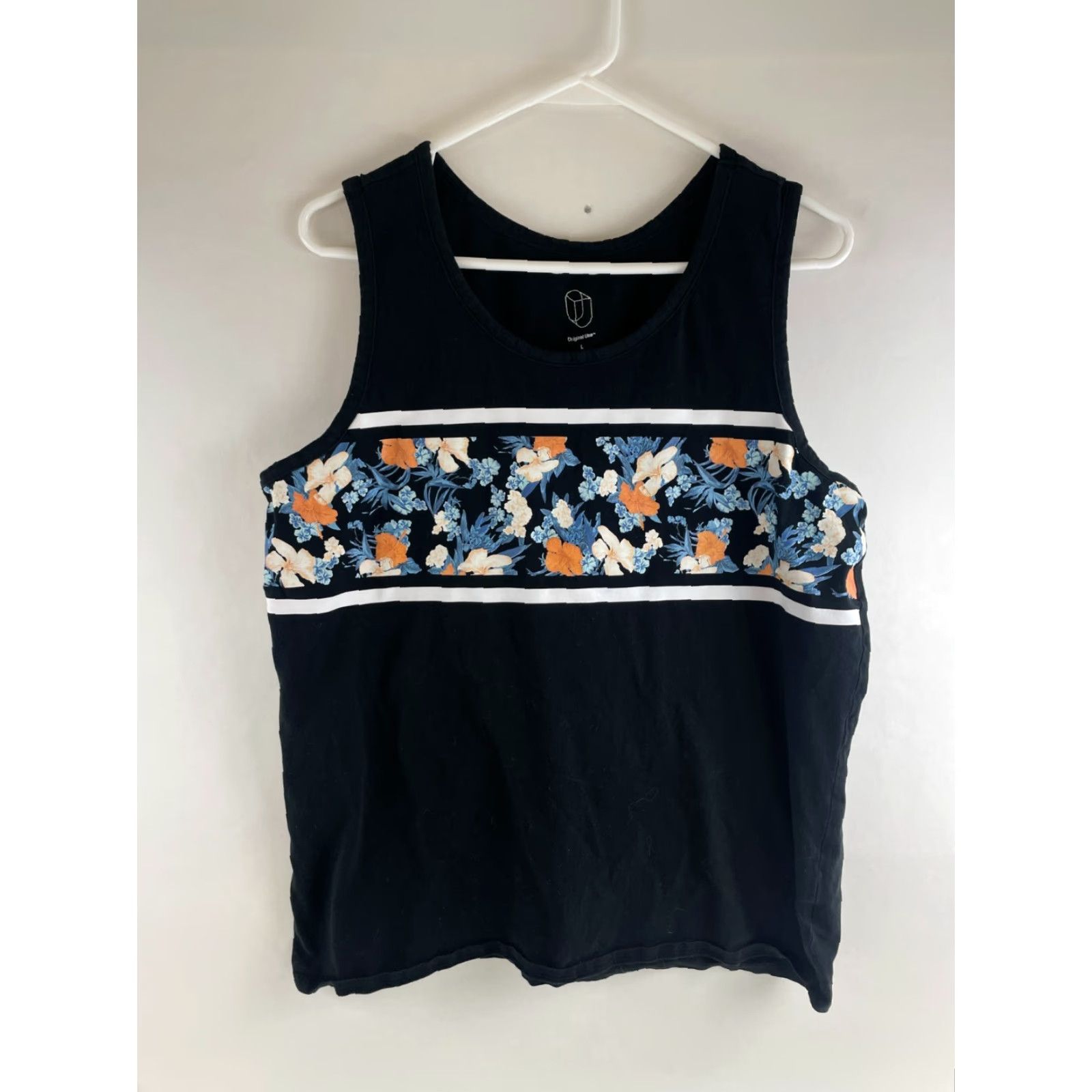 Vintage Original Use Tank Top Women's Size Large Black White Stripes Floral Sleeveless Size L / US 10 / IT 46 - 2 Thumbnail
