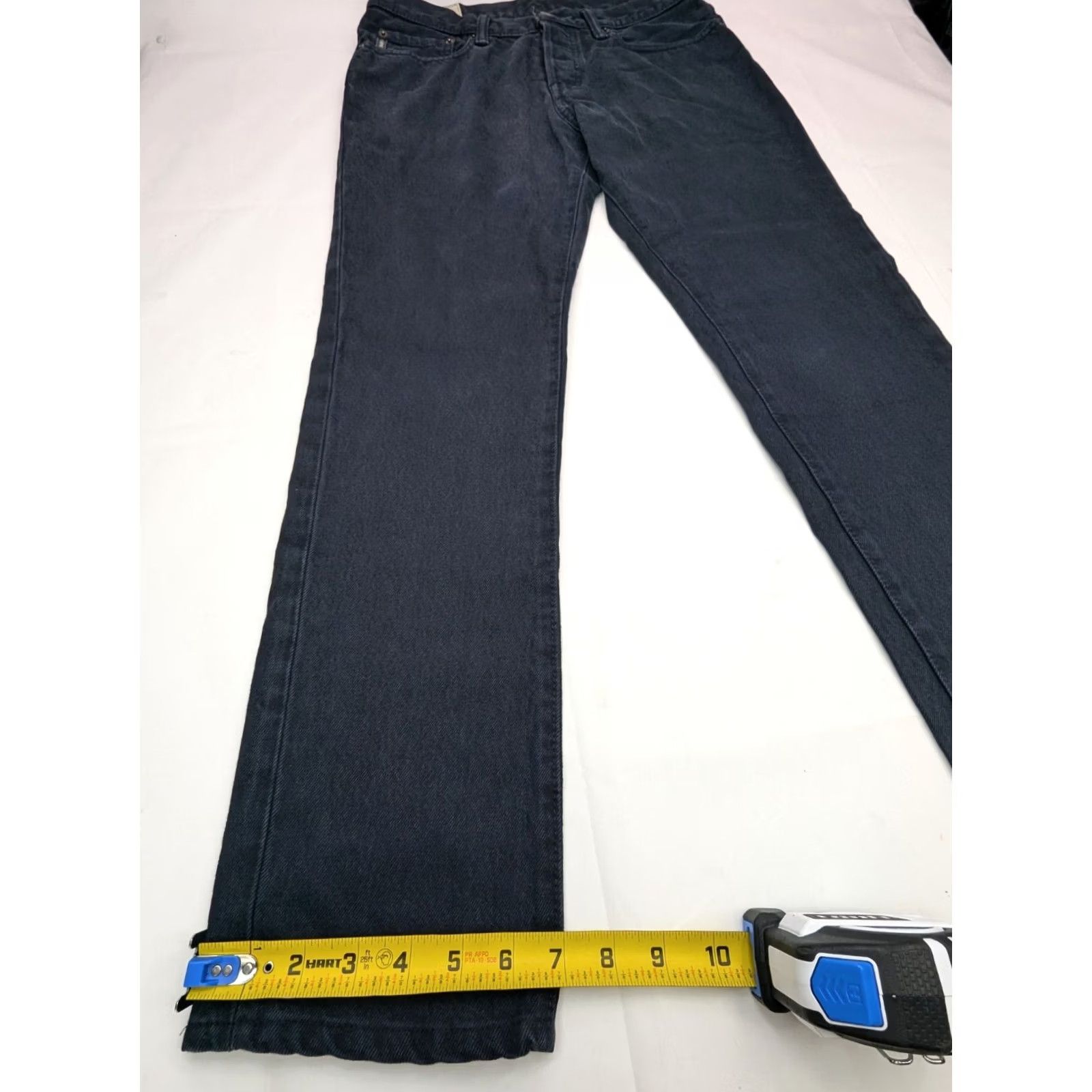 Abercrombie & Fitch Abercrombie & Fitch Skinny Jeans Men 31x32 Dark Wash Charcoal Gray Denim A&F Jeans Slim 5-Pocket Distressed Button Fly 90s USA Mens Size US 31 - 3 Thumbnail