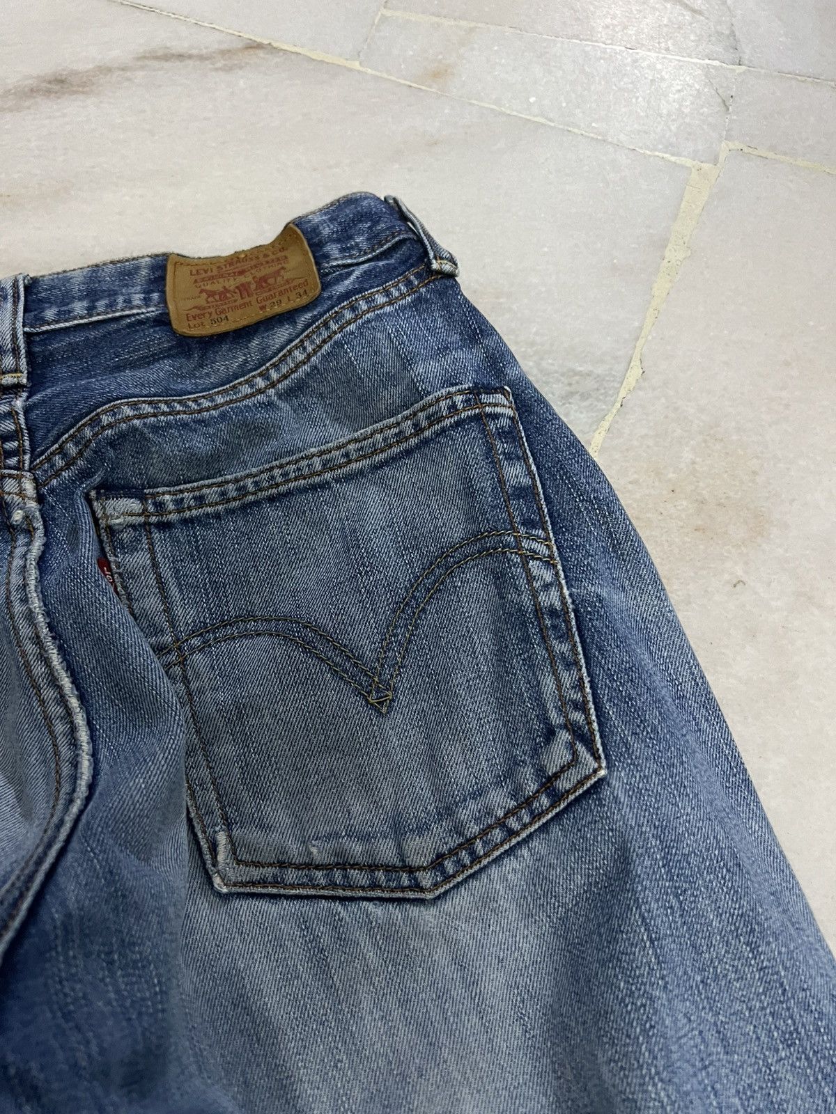 Levi's × Levi's Vintage Clothing 💥Baggy💥Vintage Levis 504 Light Wash Distress Jean Size US 27 - 16 Thumbnail
