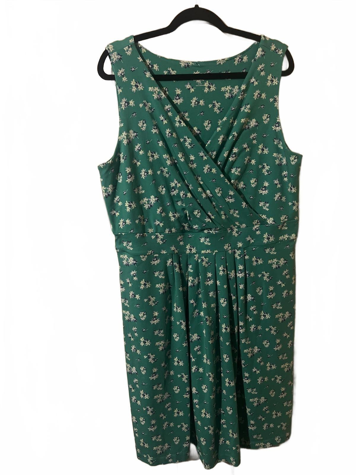 Unknown London Lands End Green Floral Sleeveless Midi Dress 1X Size XL / US 12-14 / IT 48-50 - 2 Thumbnail