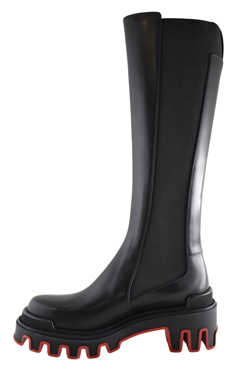 Christian Louboutin Marchacroche Dune Botta Black Leather Knee High Boot 40 Size US 10 / IT 40 - 13 Thumbnail