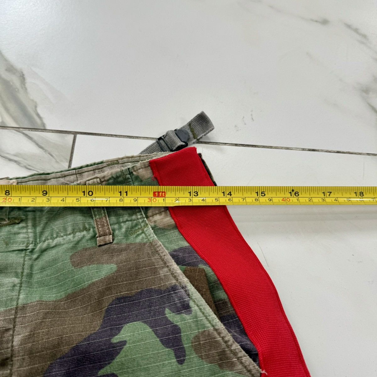Vintage REWORKED CAMO CARGO RED STRIPE MILITARY PANTS! Size US 28 / EU 44 - 9 Thumbnail
