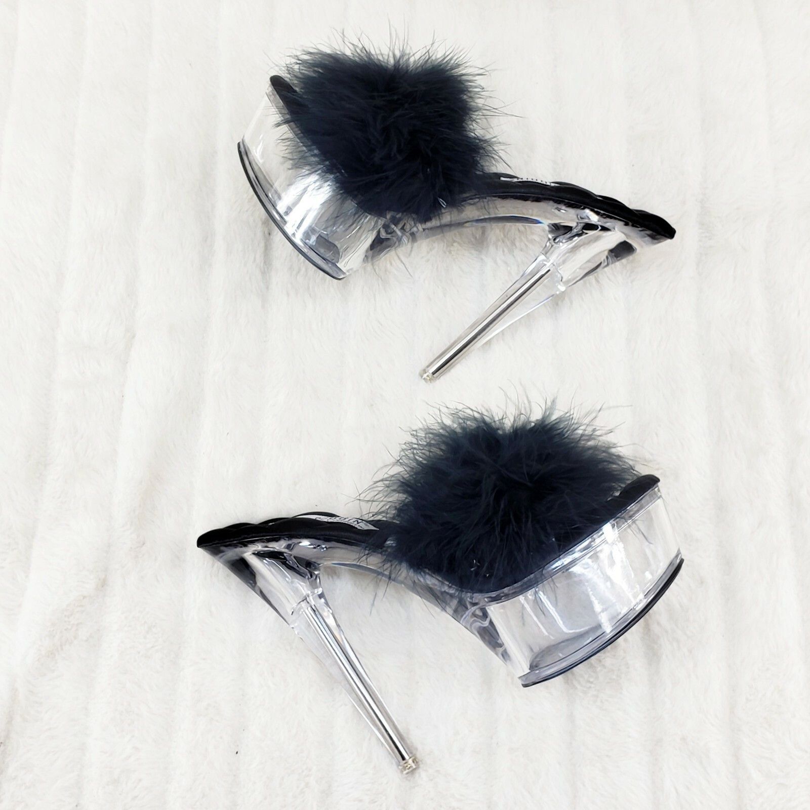 Other Maren Marabou Feather Slip On Platform Sandals 6" Stiletto H Size US 6 / IT 36 - 2 Thumbnail