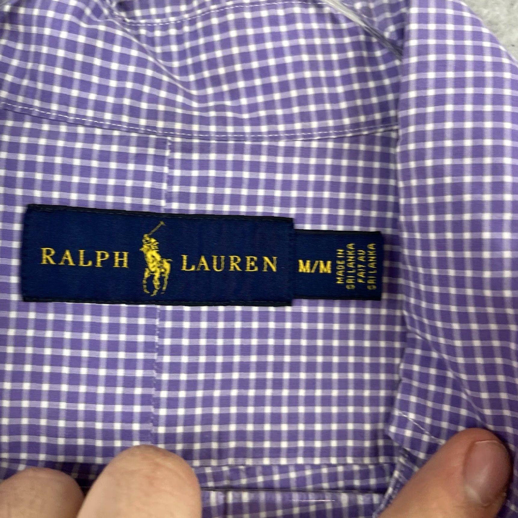 Polo Ralph Lauren Ralph Lauren Dress Shirt Purple White Gingham Mens M Button-Down Classic Polo Pony Embroidered Button Up Long Sleeve Tie Casual Holiday? Size 40R - 4 Thumbnail
