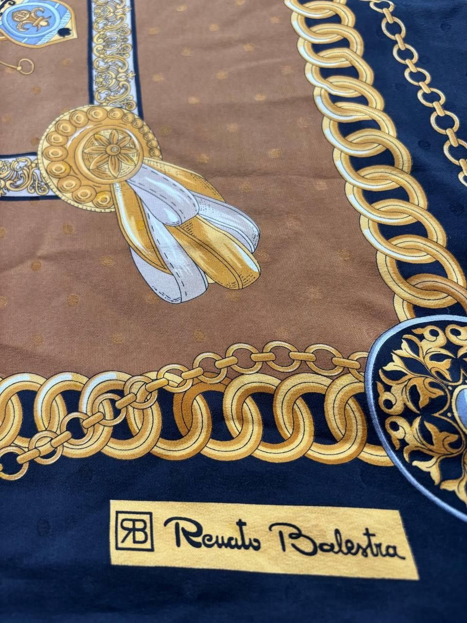 Vintage Vintage Renato Balestra Silk Scarf - Equestrian Chain Motif Size ONE SIZE - 4 Thumbnail