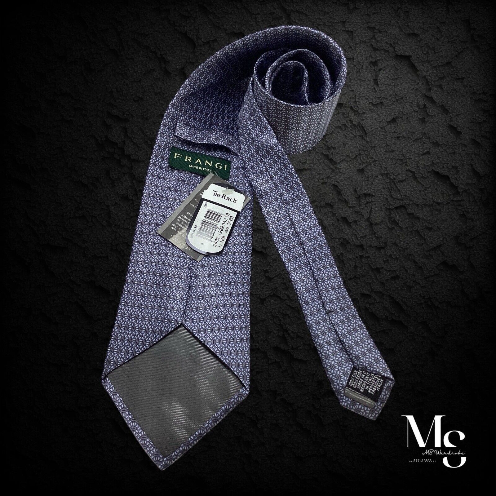 Other FRANGI BY TIE RACK Gray Geometric Luxury Silk Tie Italy Size ONE SIZE - 2 Thumbnail