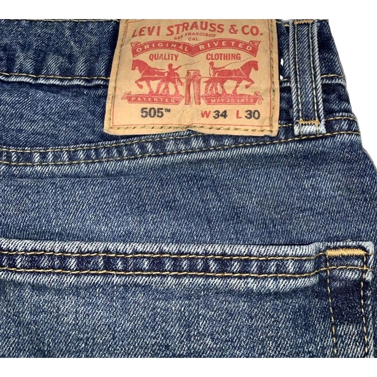 Levi's Levi’s 505 Regular Stretch Straight Jeans Men Blue Vintage Wash 34x30 Size US 34 / EU 50 - 3 Thumbnail