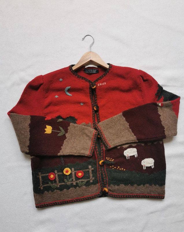 Austrian Vintage Ortrud Rainer handmade wool knit cardigan