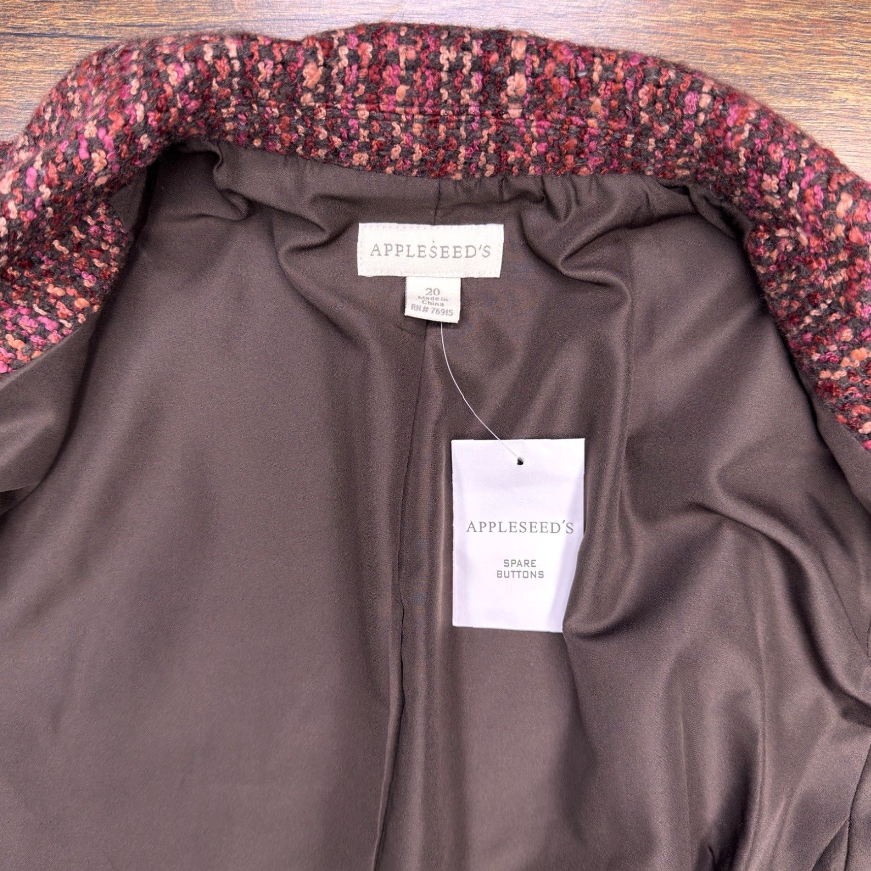 Vintage Appleseeds Tweed Blazer 20 Red Wool Blend Lined New Size 3XL / US 20-22 - 4 Thumbnail