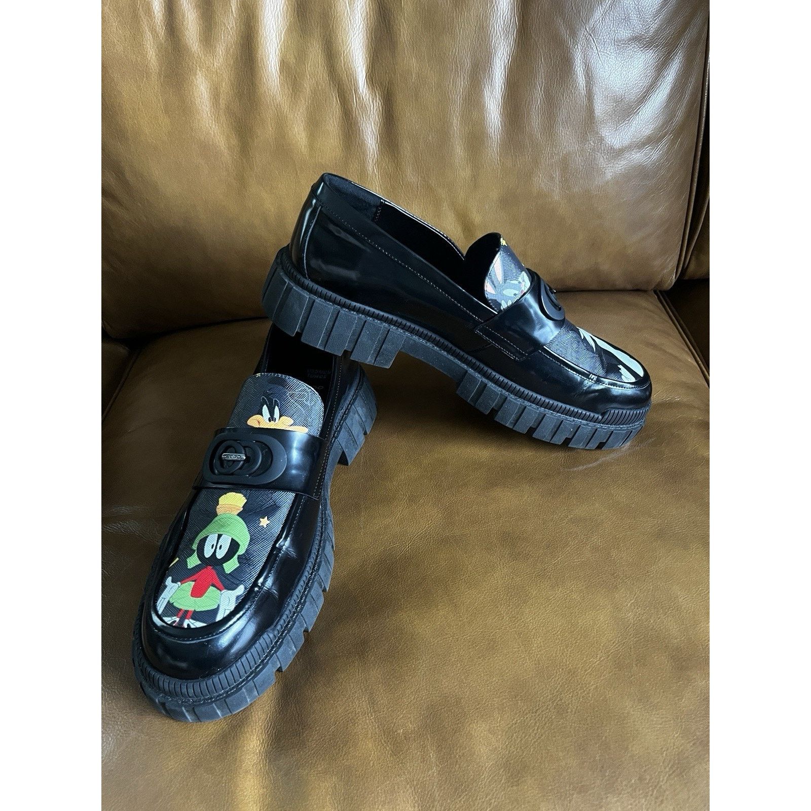 Aldo Looney Toons x Aldo Black Faux Leather Loafers Shoes Sz 13 Size US 13 / EU 46 - 11 Thumbnail