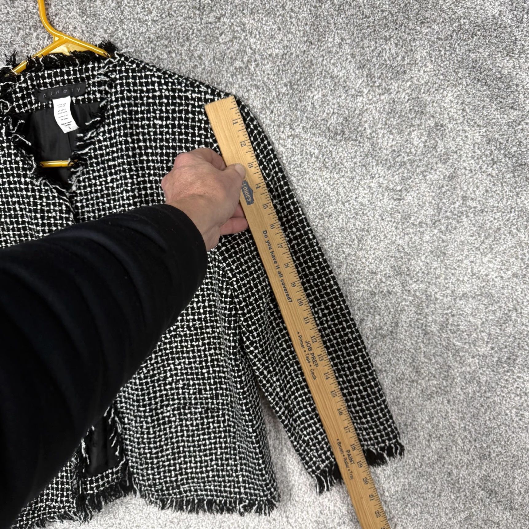 Vintage VINTAGE Ninety Two Piece Tweed Skirt Suit Set Jacket Skirt Black Check 3/4 Sleeve Office Siren Dark Academia Womens 10 Size 32" / US 10 / IT 46 - 4 Thumbnail