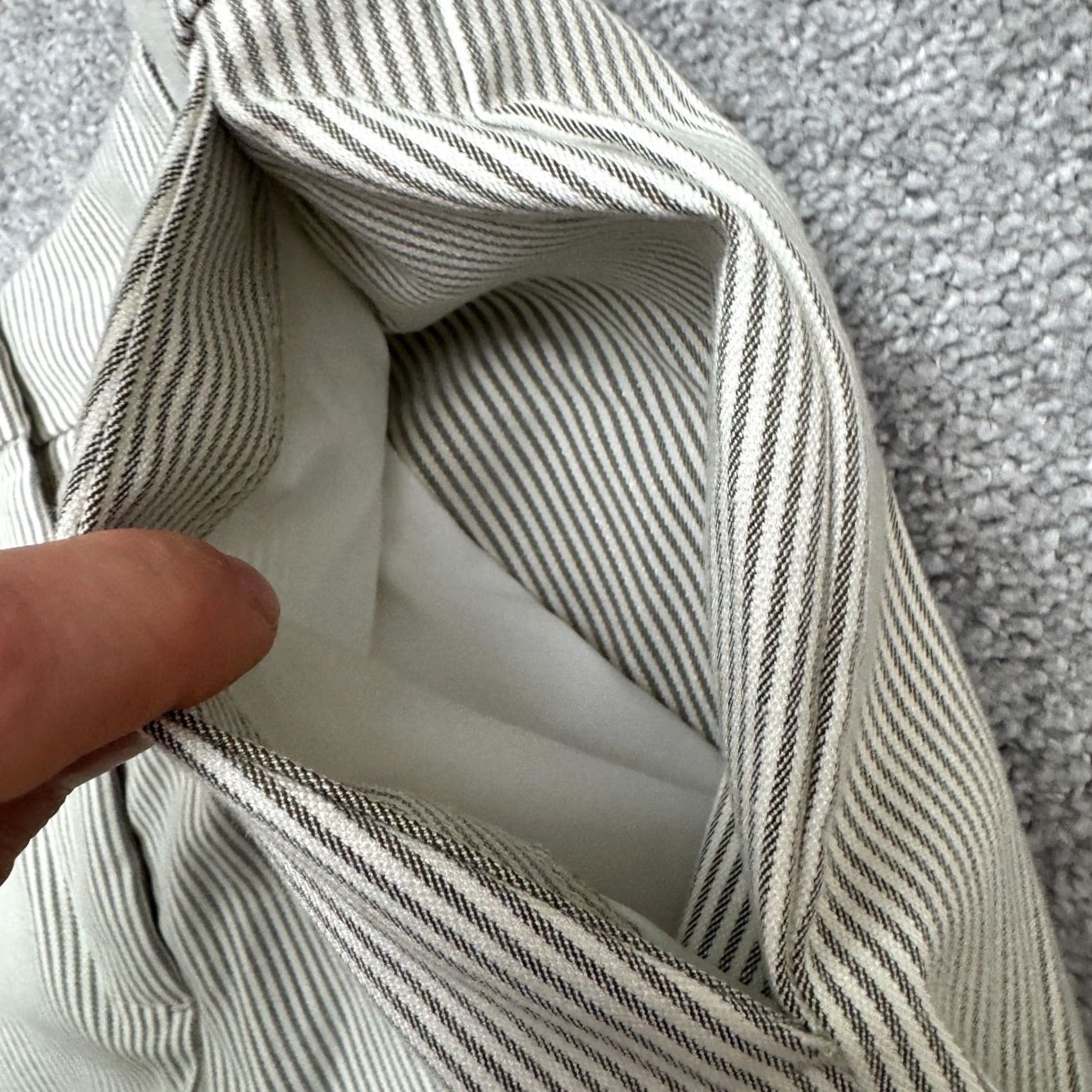 Joie Joie Pinstriped Slim Straight Trouser Pants Women 12 White Gray High Rise Career Size 34" / US 12 / IT 48 - 5 Thumbnail