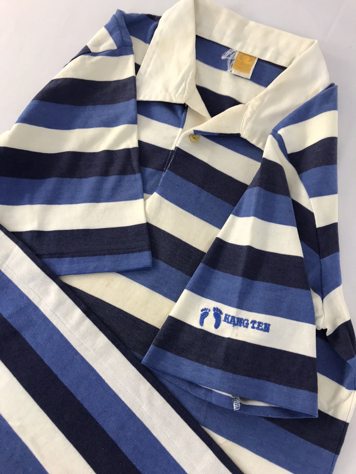 Hang Ten Vintage 80s Hang Ten Striped Rugby Surf Polo Tee T-shirt Size US S / EU 44-46 / 1 - 4 Thumbnail