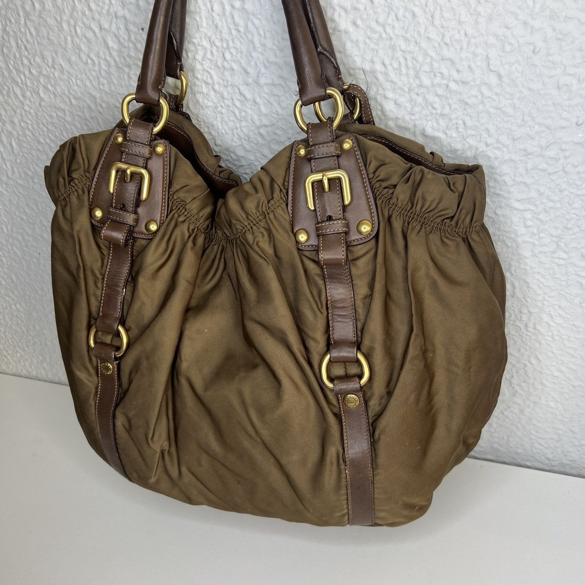 Prada Prada Milano Shoulder Tote Bag Brown Leather Big Logo Size ONE SIZE - 5 Thumbnail