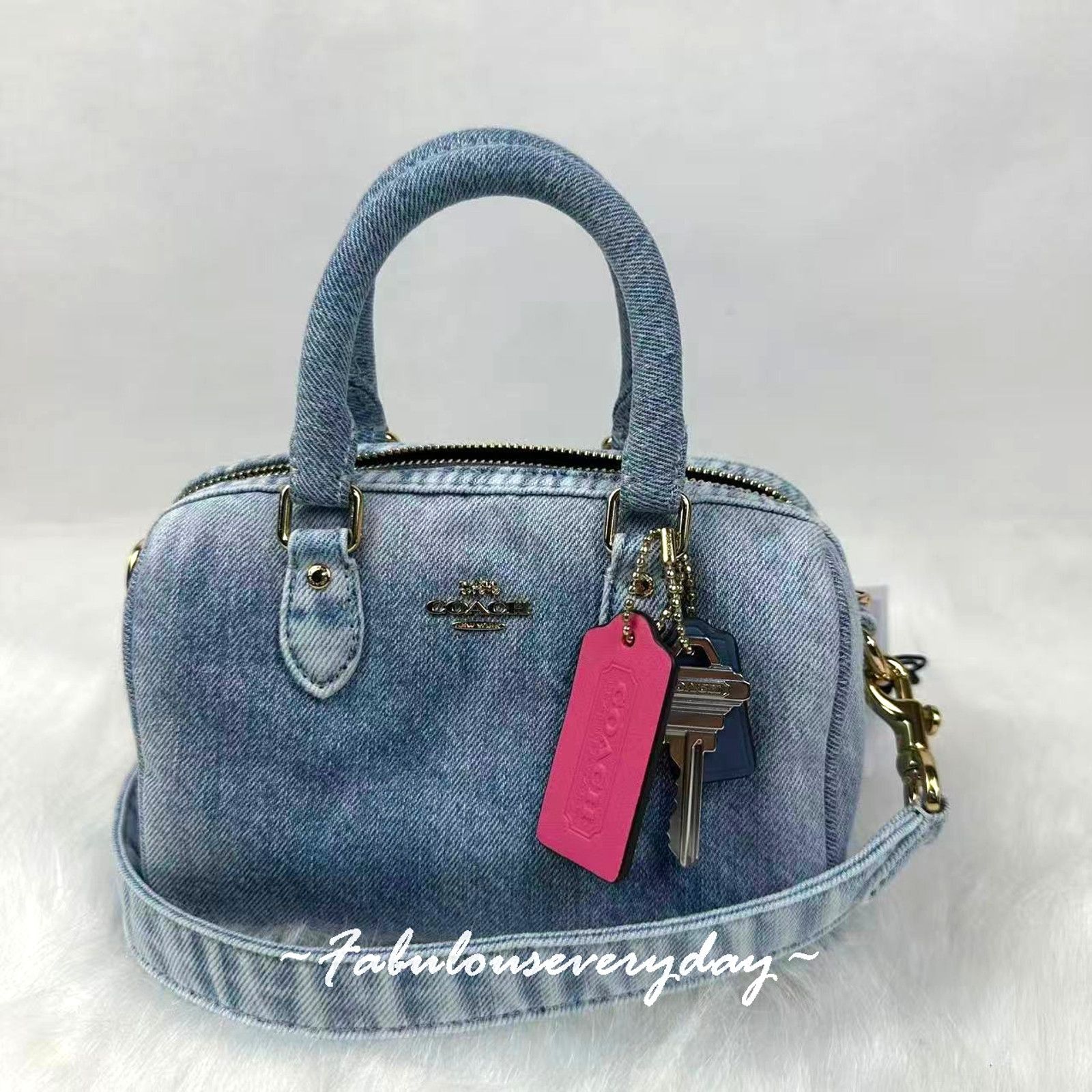 Coach Coach Mini Rowan Crossbody Loved Denim Charms Light Indigo Size ONE SIZE - 1 Thumbnail