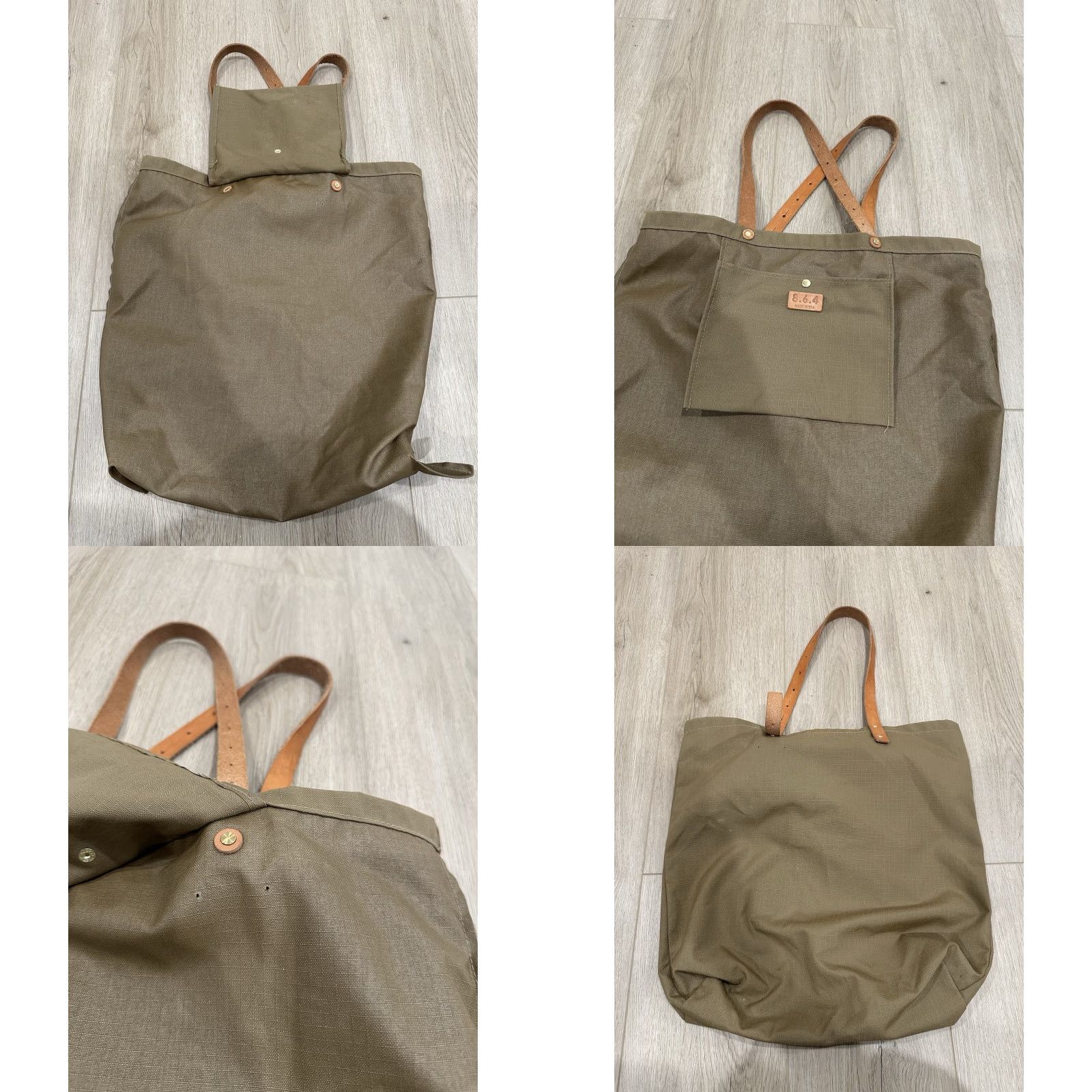 Vintage 8.6.4 Tote Bag Shoulder Bag Women Nylon Lightweight Green Contemporary Pouch Modern Minimalist Bag Size ONE SIZE - 8 Thumbnail