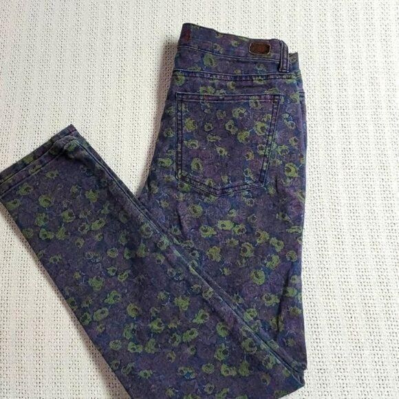 Bdg BDG Skinny Mid Rise Sz. 27 x 30 Colorful Floral Blue Jeans w Size 27" / US 4 / IT 40 - 1 Thumbnail