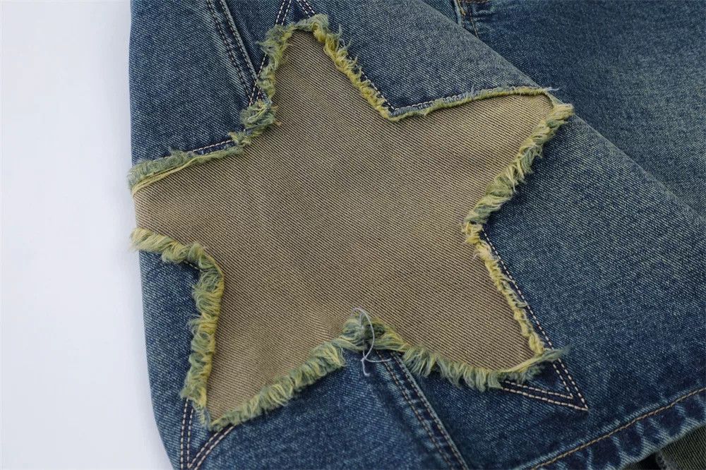 Vintage Men's Vibe Star-Embroidered Denim Shorts Size US 32 / EU 48 - 4 Thumbnail
