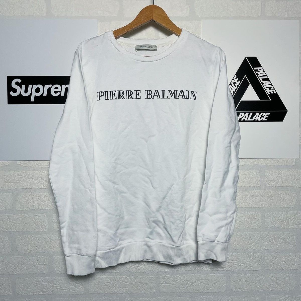 Balmain × Pierre Balmain Pierre Balmain Big Logo White Sweatshirt Size M / US 6-8 / IT 42-44 - 1 Thumbnail