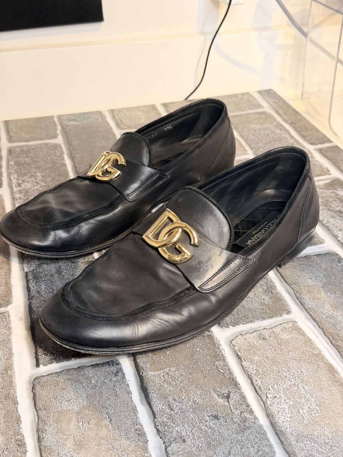 Dolce & Gabbana DOLCE & GABBANA BLACK LEATHER DG LOGO LOAFERS SHOES Size US 9.5 / EU 42-43 - 13 Thumbnail