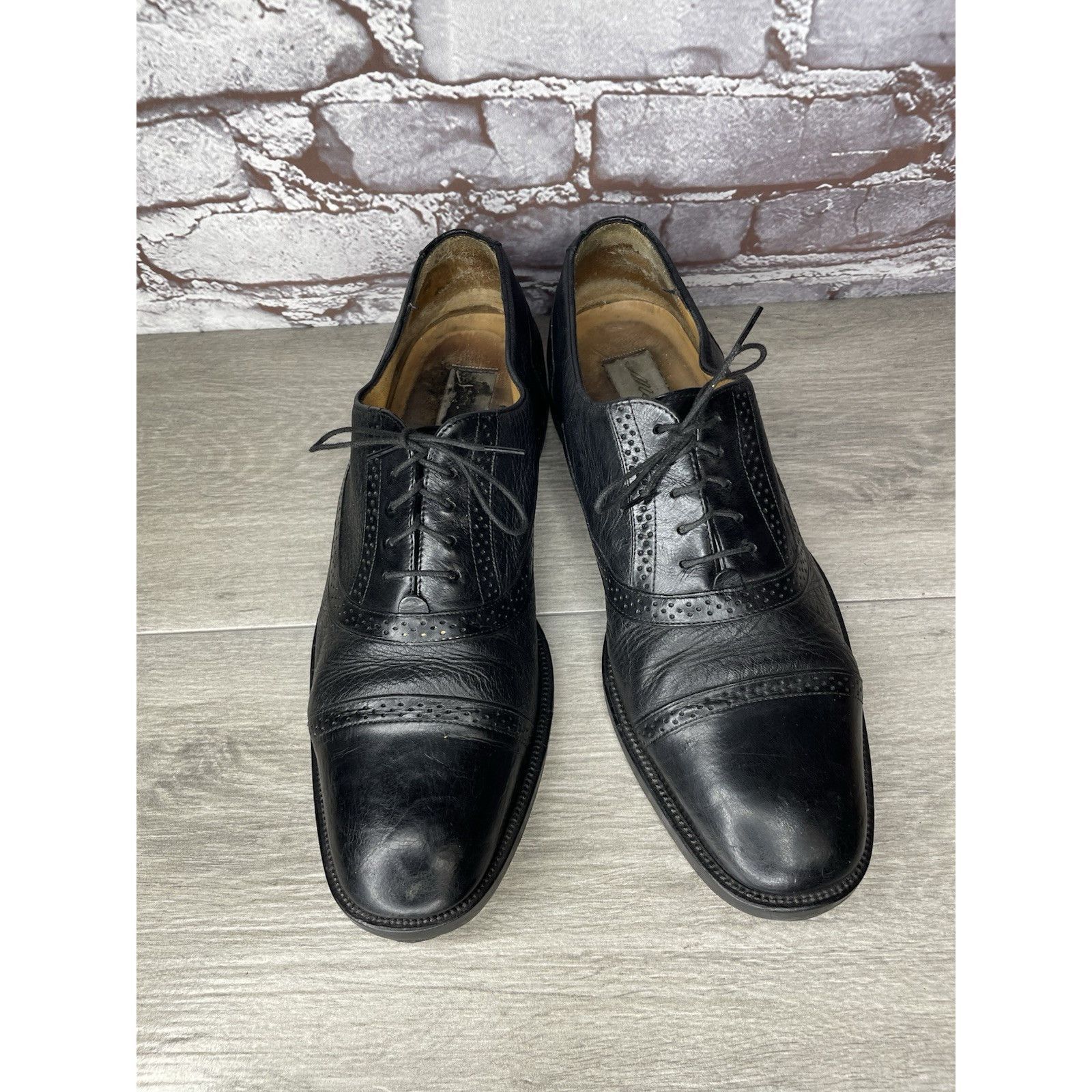 Mezlan Mezlan Marque Black Leather Deerskin Cap Toe Brogue Oxfords Size US 11 / EU 44 - 1 Thumbnail
