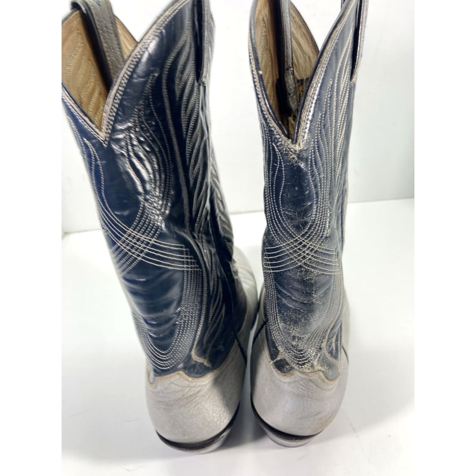Tony Lama VINTAGE Tony Lama Antelope Boots Men 8.5 EE Gray Leather Western VTG 8056 Size US 9 / EU 42 - 6 Thumbnail