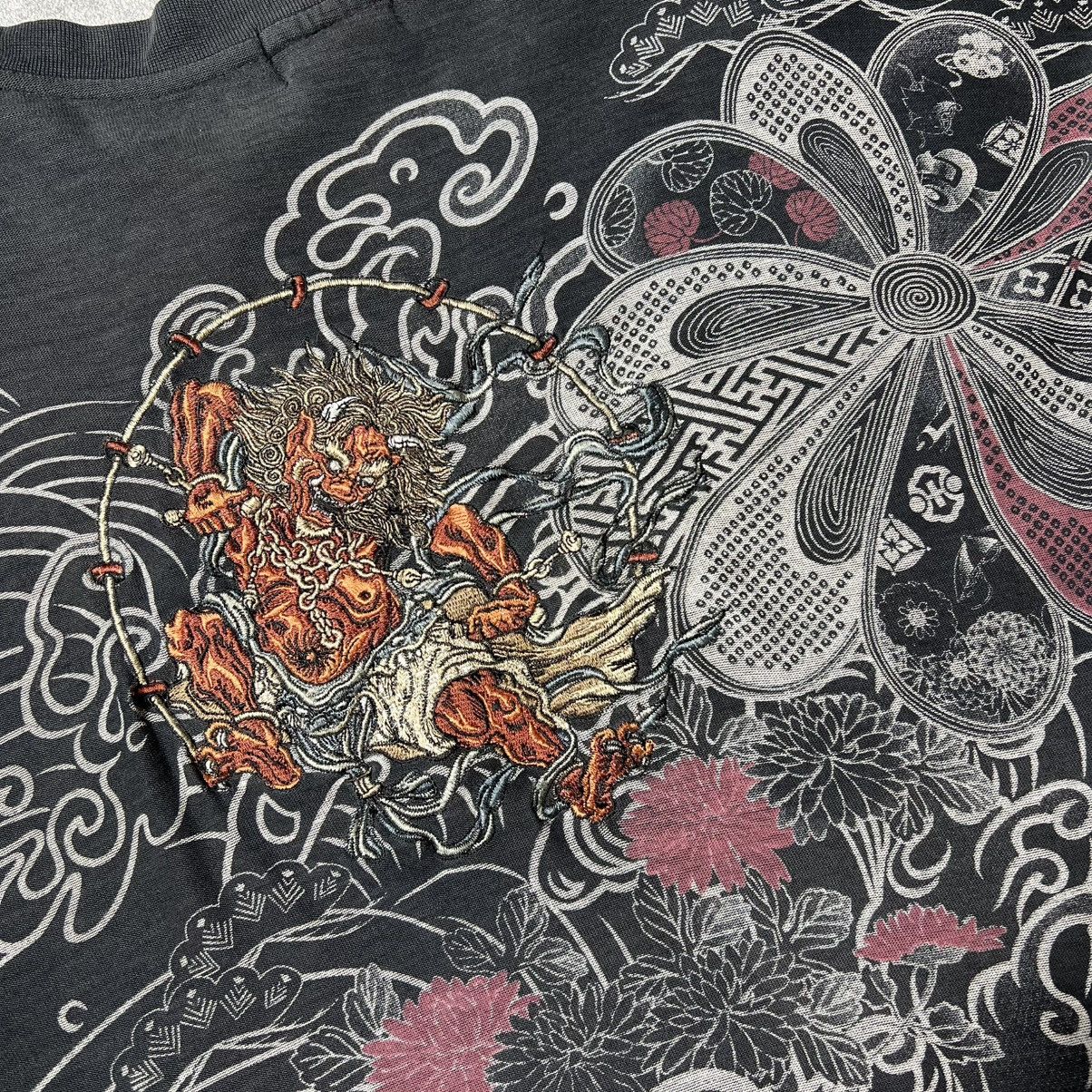 Japanese Brand Crazy Karakuri Tamashii Y2k Printed Beautiful Faded Shirt Size US XXL / EU 58 / 5 - 8 Thumbnail