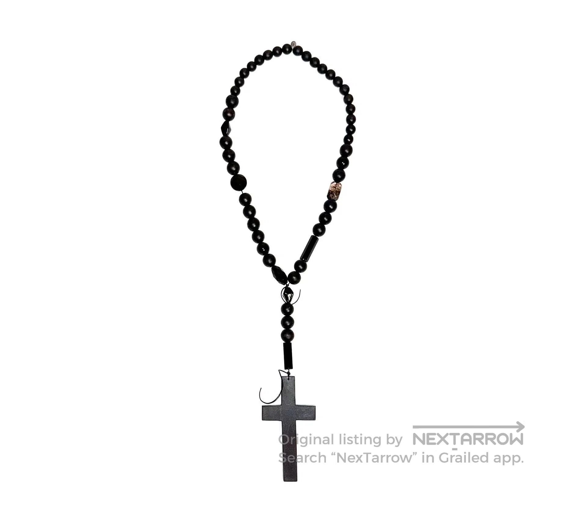 Number (N)ine Handmade Black Wooden Cross Necklace. Size ONE SIZE - 3 Thumbnail