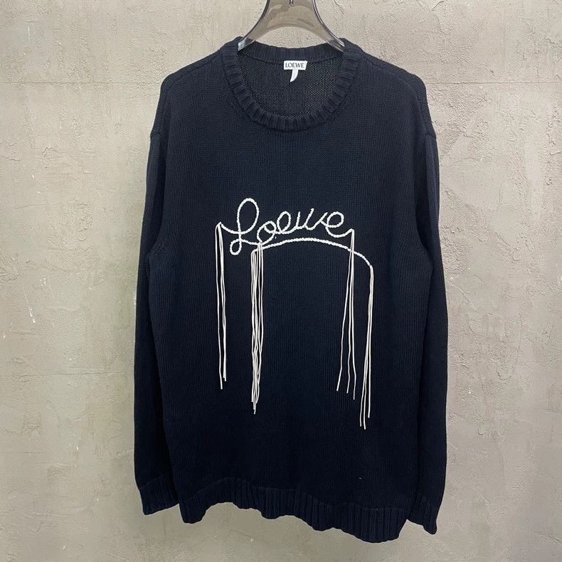Loewe loewe Black tassel logo round-neck knitted sweater 2506-Nex Size US XS / EU 42 / 0 - 1 Thumbnail