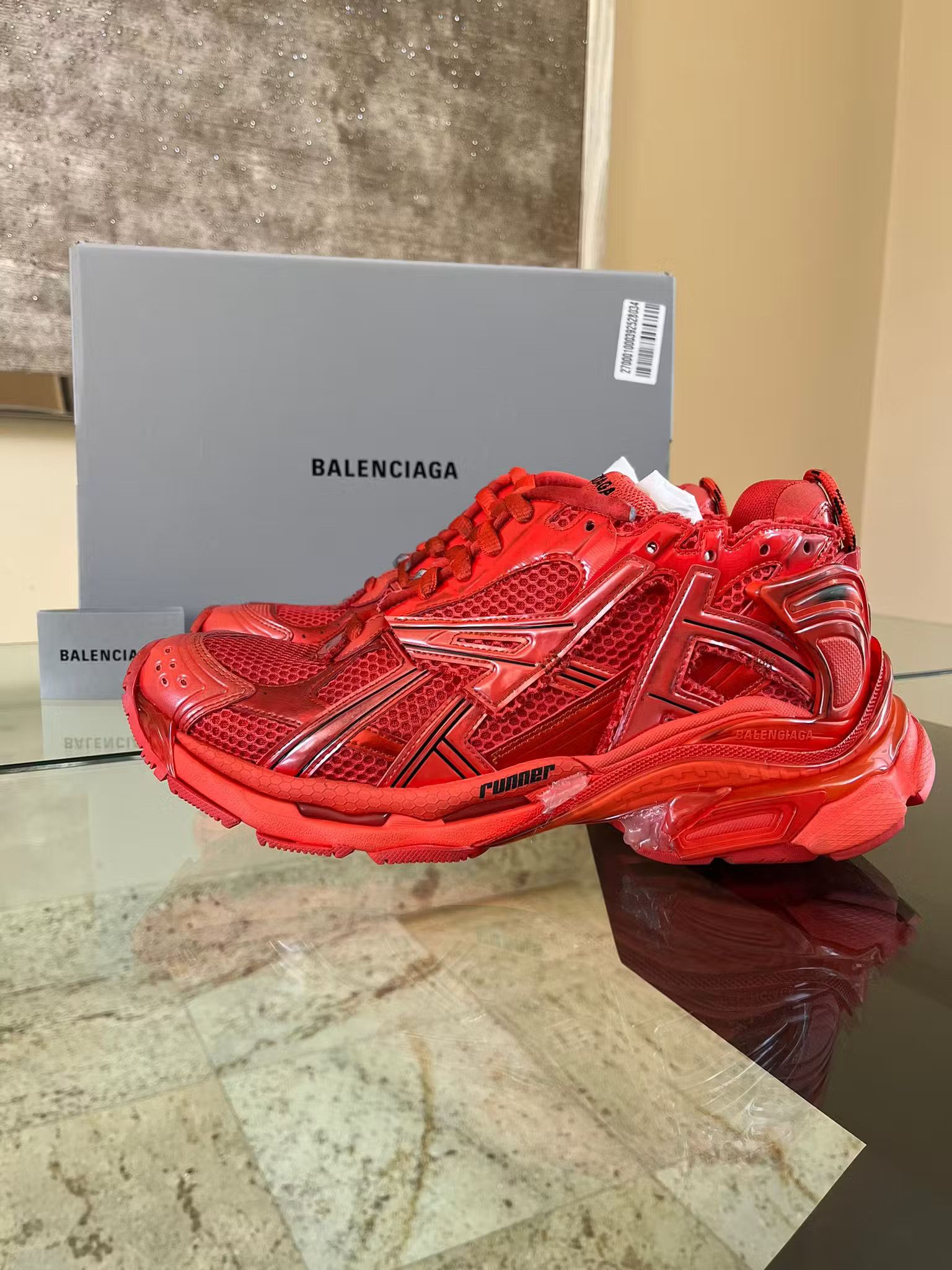 image of Balenciaga Q.2 / Caged Mesh Runner Shoes In Red, Men's (Size 9)