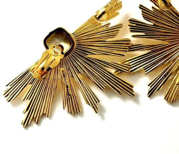 Saint Laurent Paris o1tp1o1224 Size: OS/Crystal Sunrice Earrings in Golden Size ONE SIZE - 4 Thumbnail