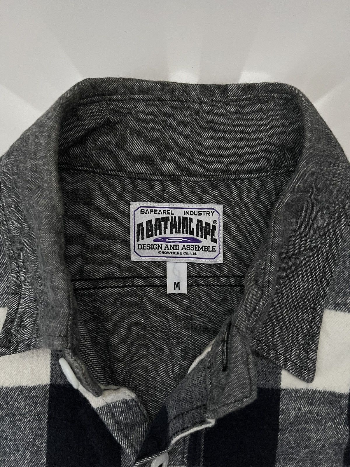 BAPE BAPEAREL INDUSTRY CHECK BUTTON UP LONGSLEEVE SHIRT
