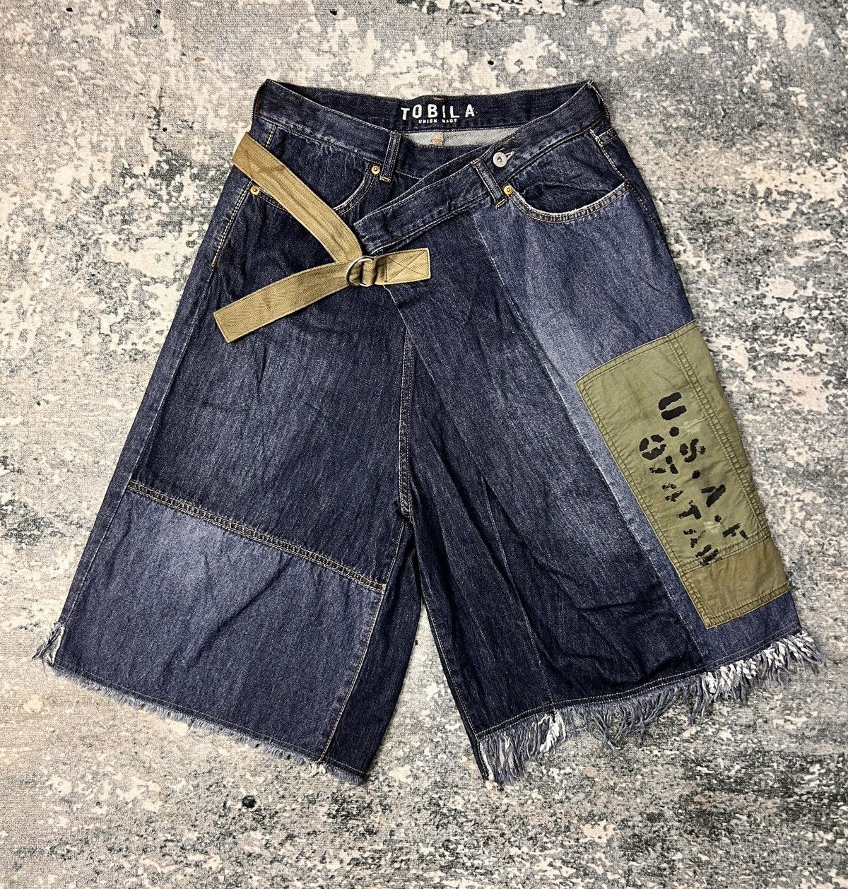 Third & Army Tobila Made in Japan Rework Army Denim Jort Size US 32 / EU 48 - 1 Thumbnail