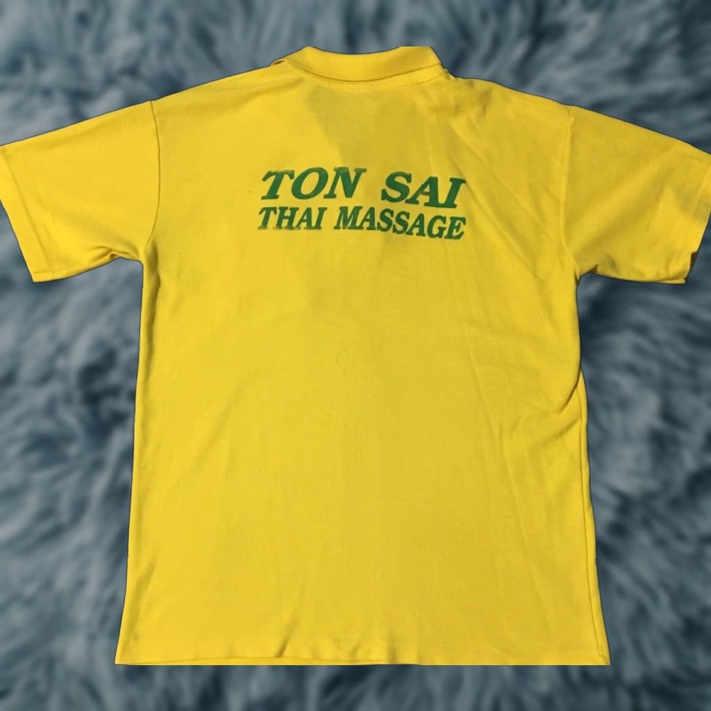 Vintage VINTAGE Ton Sai Thai Massage Faded Polo Shirt M Grunge Biker Therapist 90s USA Shirt Mens Yellow 90s 80s Classic Rockabilly USA Size US M / EU 48-50 / 2 - 1 Thumbnail
