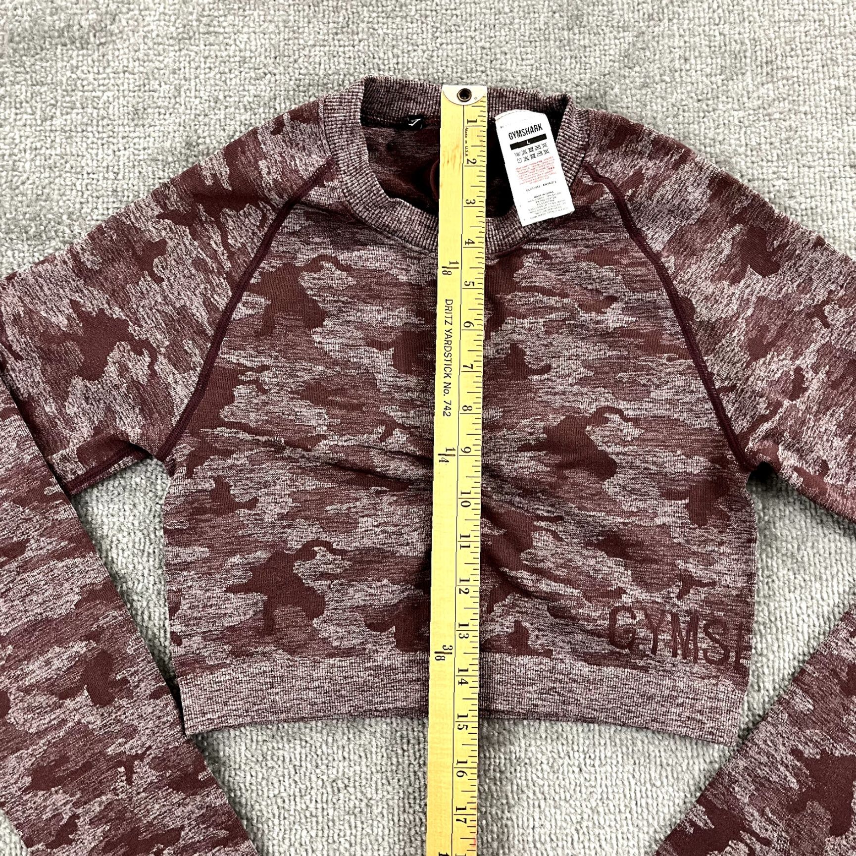 Gymshark GYMSHARK Top Womens Large Cropped Red Adapt Camo Seamless Gym Train Long Sleeve Shirt Size L / US 10 / IT 46 - 4 Thumbnail