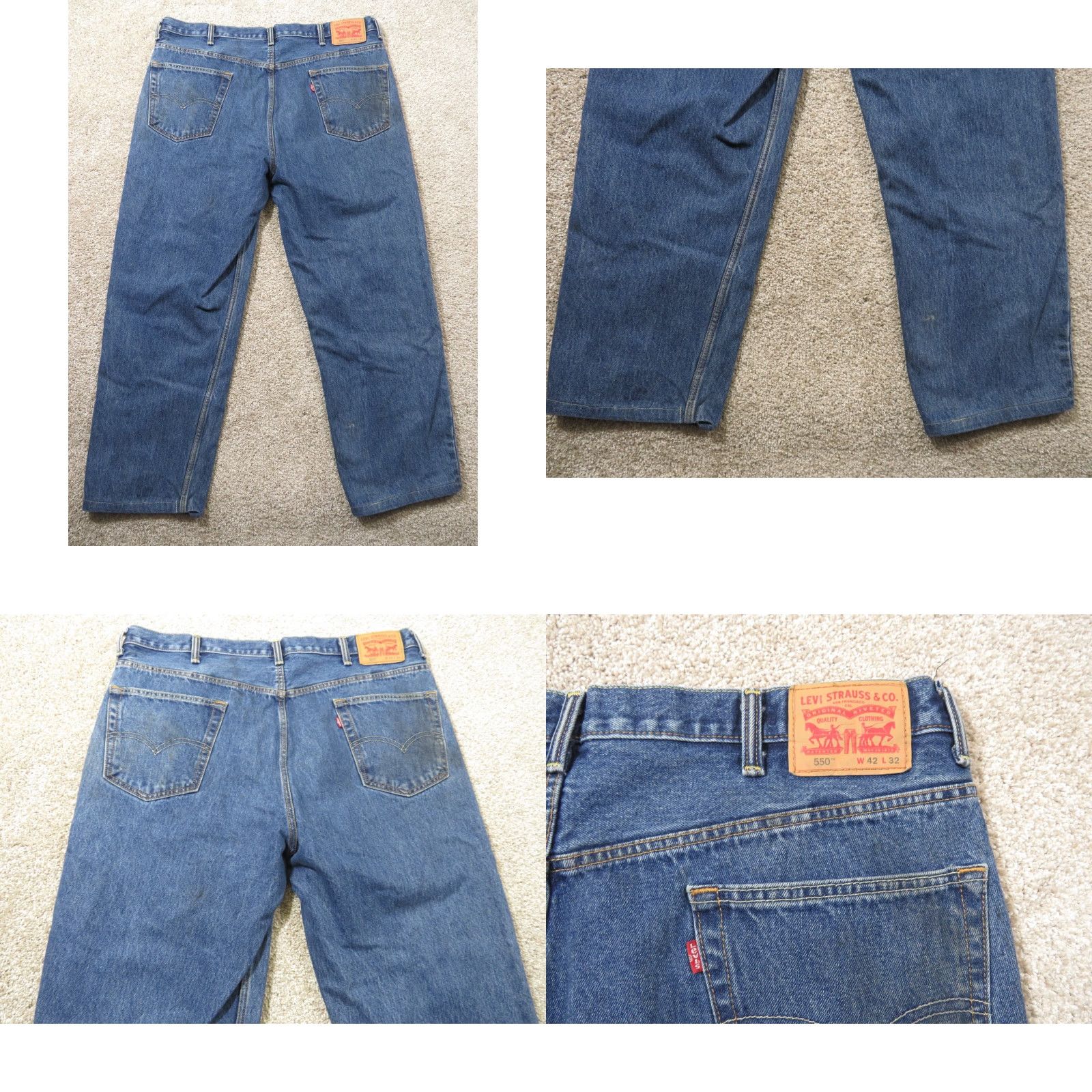 Levi's Vintage Levi's 550 Jeans Blue Relaxed Fit Tapper leg 42X28 Distressed 5-Pocket Denim Men Straight Jeans Size US 42 / EU 58 - 8 Thumbnail
